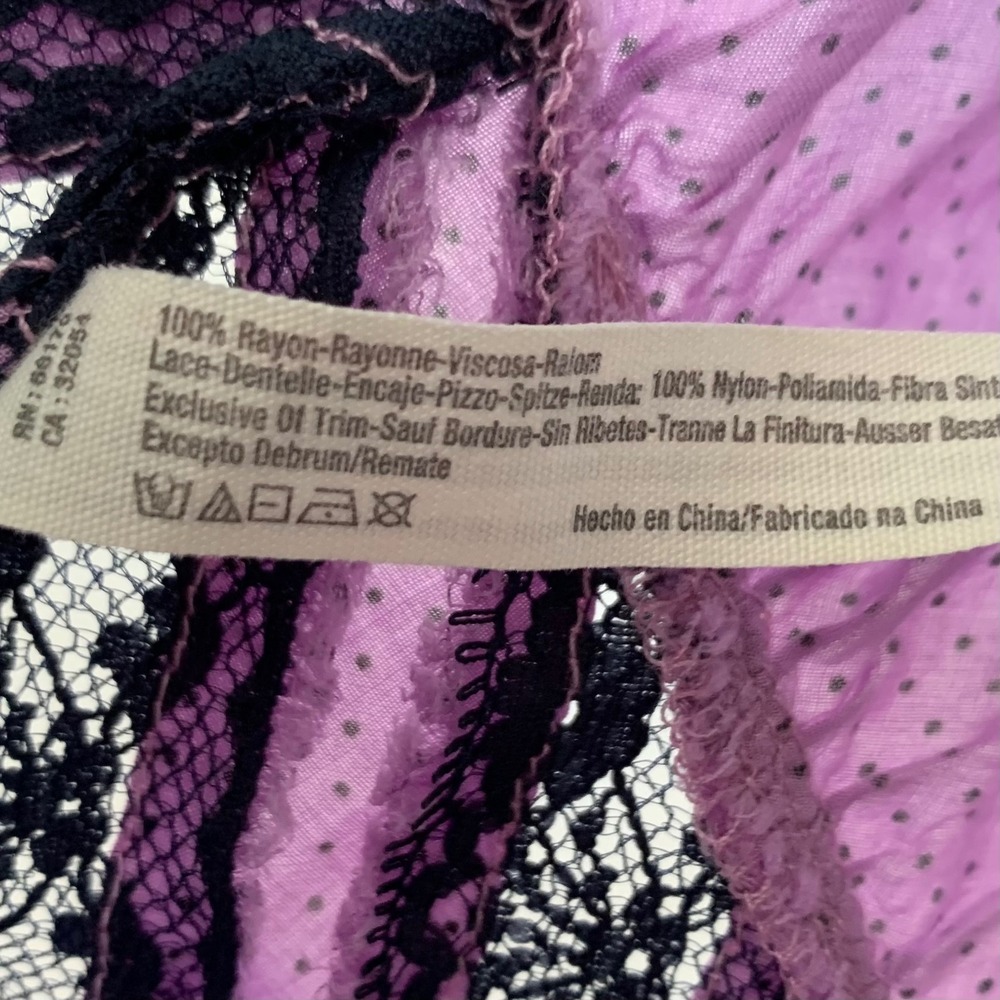 Intimately Free People Voile & Lace Trapeze Dress M Purple Polka Dot Boho Fairy - Picture 9 of 9